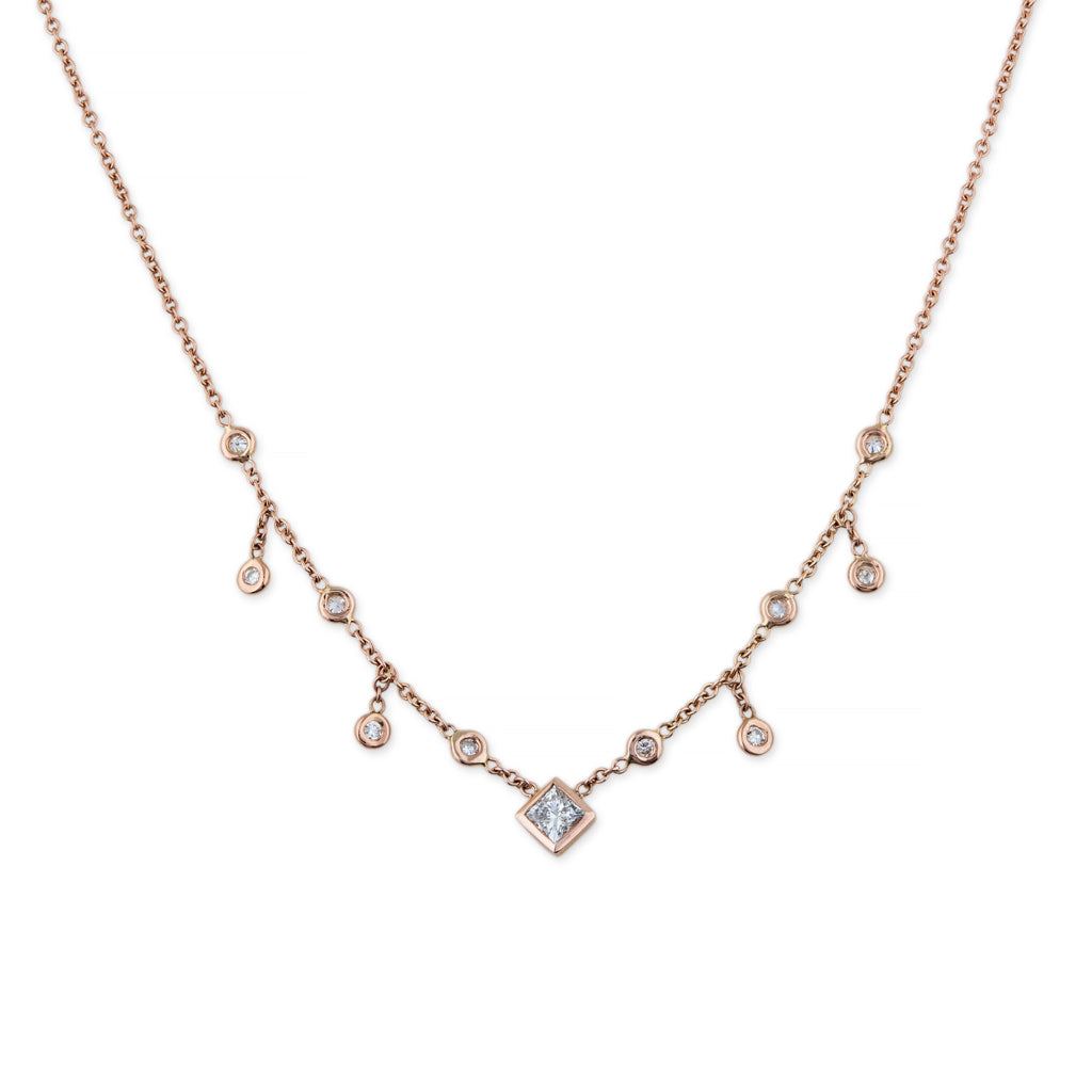 Millie Ryan Single Princess Diamond Necklace in Rose Gold – Serafina